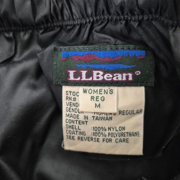 Vintage L.L.Bean Rain Pants Womens Medium Black Nylon Hiking Drawstring 90s - Picture 4 of 8